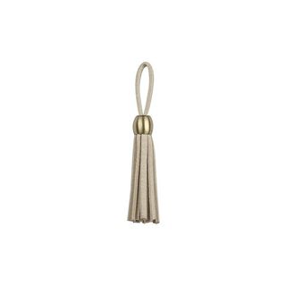 Lädertofs fransar med guldpärla [5,5cm] – beige, 