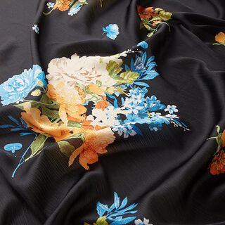 Polyester crêpe liten bukett – svart, 