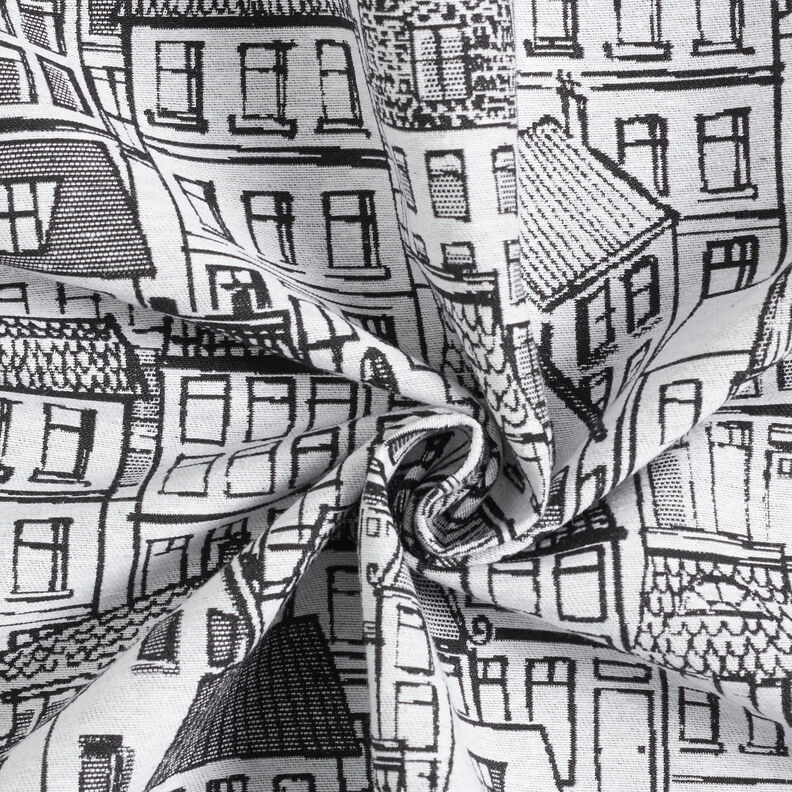 Dekorationstyg Jacquard by i linjekonst – svart/vit,  image number 3