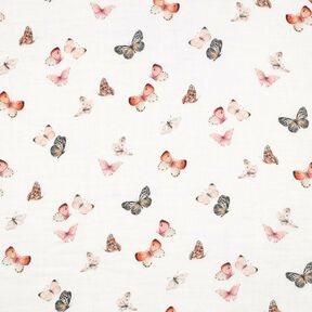 Muslin/Dubbel-krinkelväv Vackra fjärilar Digitaltryck | Poppy Fabrics – elfenbensvit/persikofärgad, 