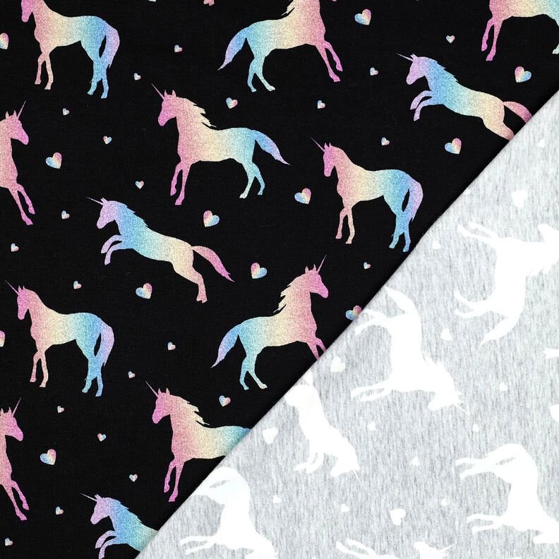 Bomullsjersey regnbågs-enhörningar Digitaltryck | Poppy Fabrics – svart, image number 4