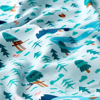 Bomullsjersey Flottlandskap | PETIT CITRON – babyblått/turkos, 