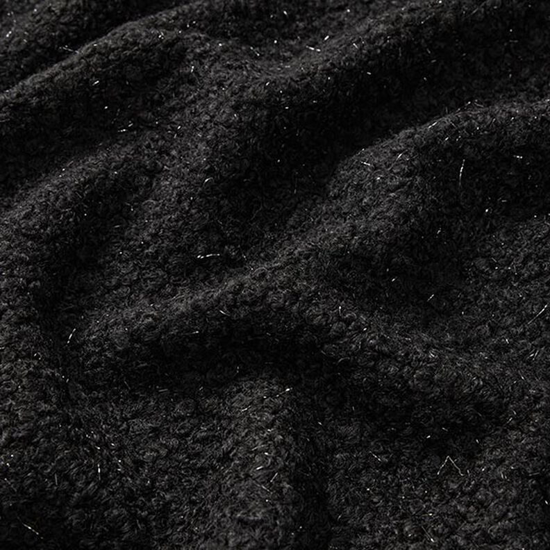 Stickad bouclé blanka trådar – svart,  image number 2
