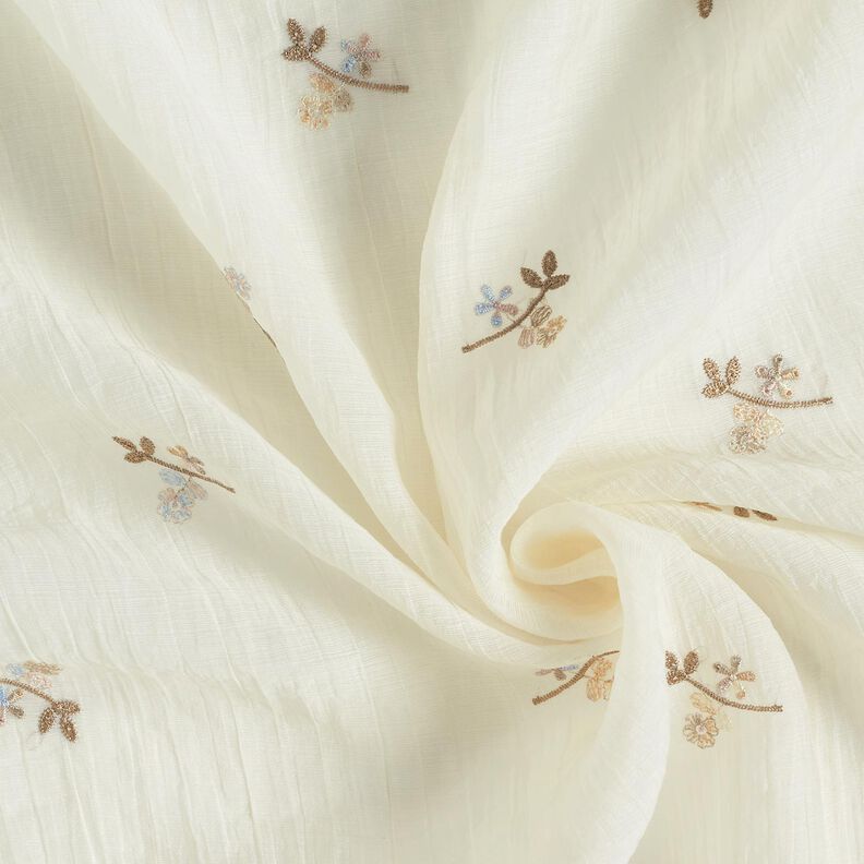 Krinkel Voile blombroderi – yllevit/ljusbrun,  image number 3