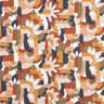 Dekorationstyg Halvpanama abstrakta retroblommor – vit/koppar,  thumbnail number 1