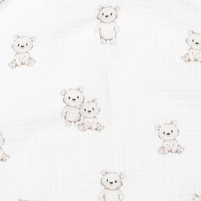 GOTS Muslin/Dubbel-krinkelväv Vänliga björnar Digitaltryck | Poppy Fabrics – elfenbensvit/ljus, 