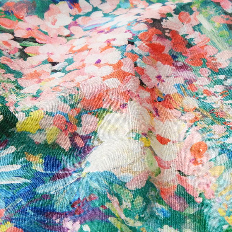 Dekorationstyg Canvas blomstermålning – grön/rosa, image number 3