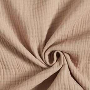 GOTS Bomullsmuslin i tre lager – mörkbeige, 