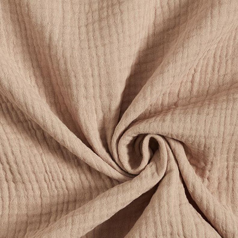 GOTS Bomullsmuslin i tre lager – mörkbeige,  image number 1