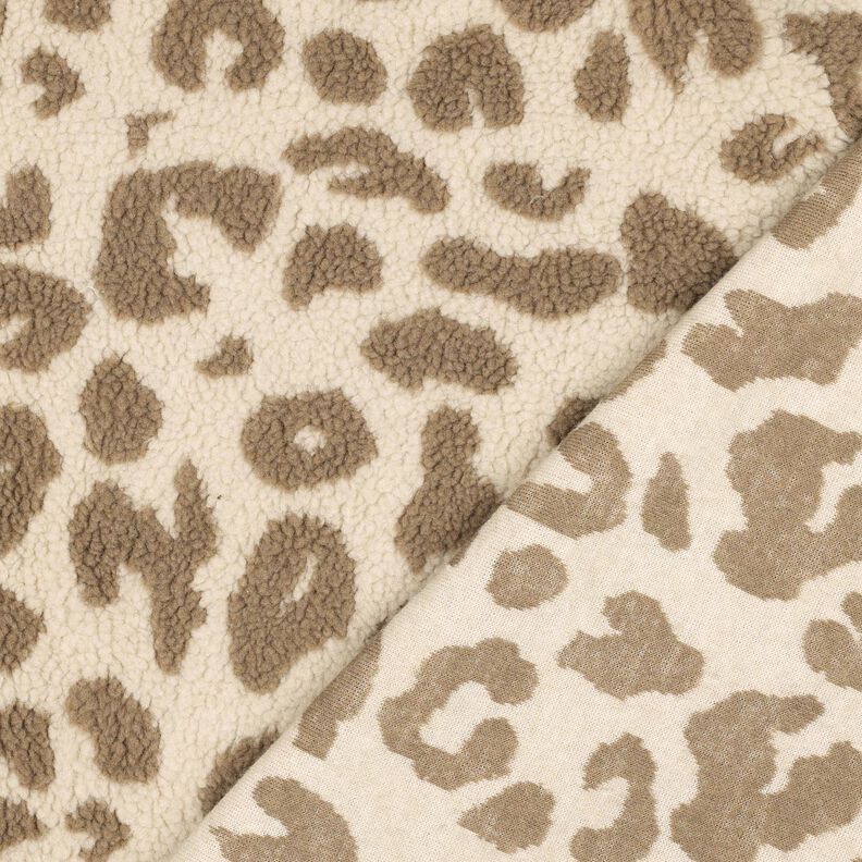 Teddyplysch Leopardmönster – natur/mörk gråbrun, image number 4