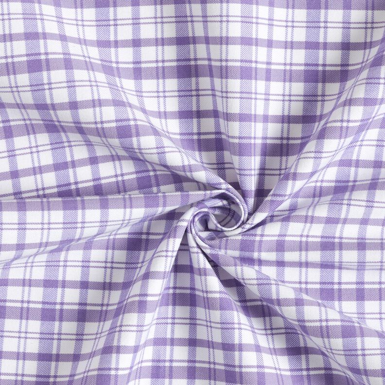 Bomullsstretch rutor – vit/lavender,  image number 4