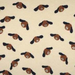 Teddyplysch hundhuvuden | Poppy Fabrics – ljusbeige/svartbrunt, 