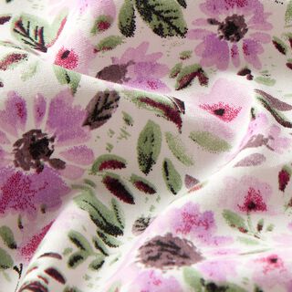 bomullspoplin blomsterhav – pastellviolett/vit, 