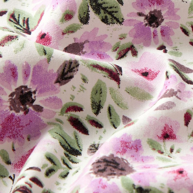 bomullspoplin blomsterhav – pastellviolett/vit,  image number 2