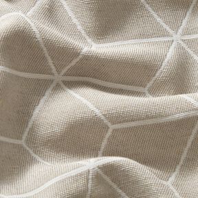 Dekorationstyg Jacquard moderna kuber &ndash; cashew/elfenbensvit, 