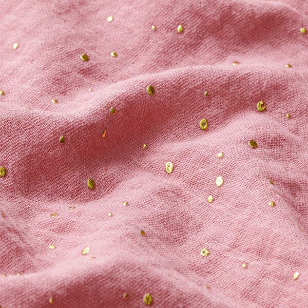Bomull Muslin Spridda guldfläckar – rosa/guld,  image number 2