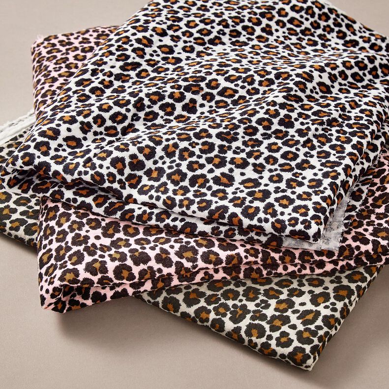 Muslin/Dubbel-krinkelväv leo-tryck – vit/svart,  image number 5