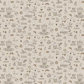 Dekorationstyg halvpanama, kaffe, te & kaka – natur, 