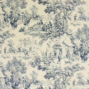 Toile de Jouy – stålblått, 