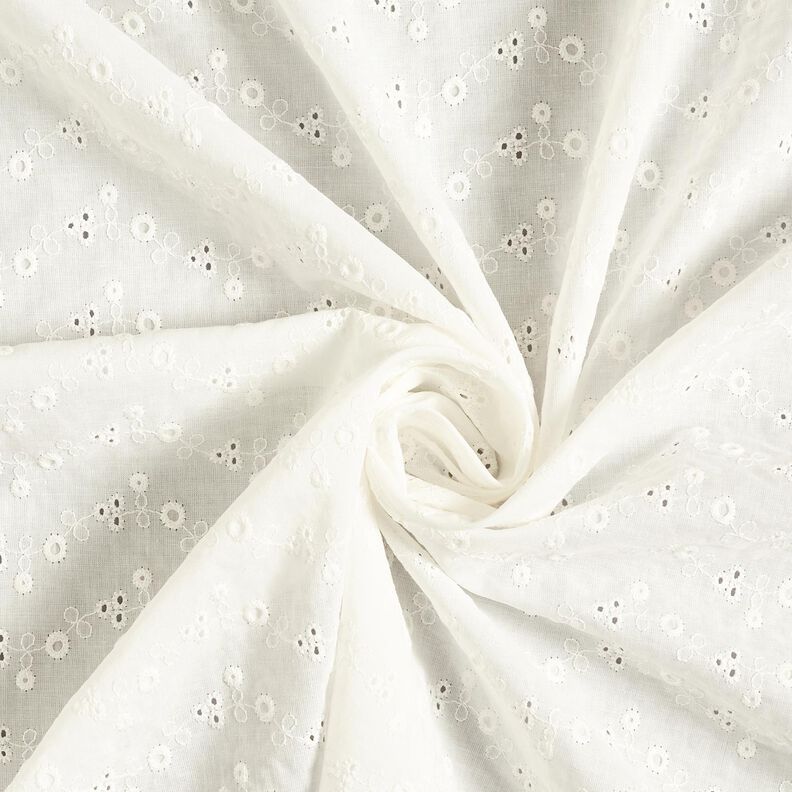 Bomullsbatist Engelskt broderi Småblommor – yllevit,  image number 5