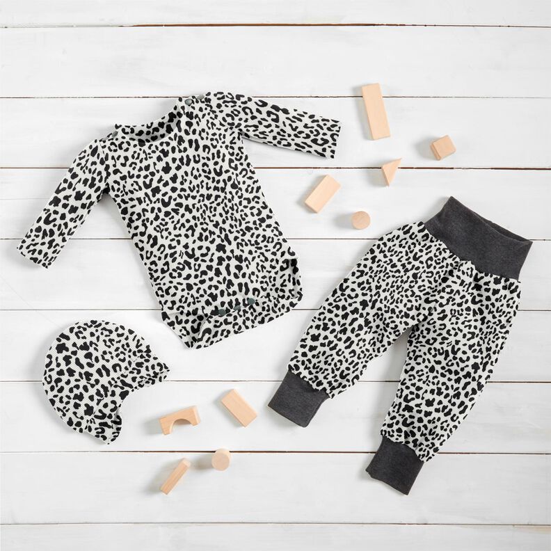 Ribbad jersey Leopardmönster – yllevit, image number 6