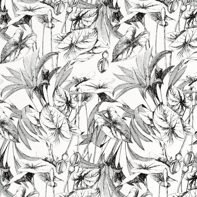 Viskos-linne-mix Tropiska växter – yllevit/svart, image number 1