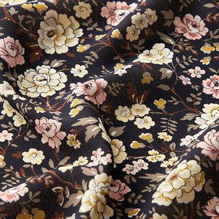 Chiffong Spridda blommor – svart, 