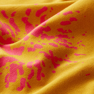 GOTS Bomullsjersey fläderblommor | Tula – currygul/intensiv rosa, 