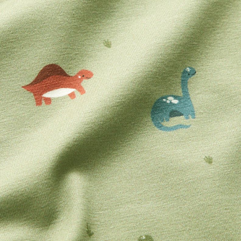 Bomullsjersey Glada dinosaurier – gråbeige, image number 2