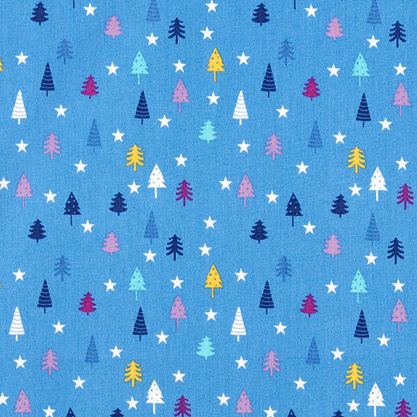 Bomullstyg Poplin minigranar – blå/vit, image number 1