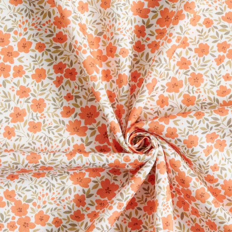 Dekorationstyg Bomullssatin blomsterhav – persikofärgad/vit,  image number 3