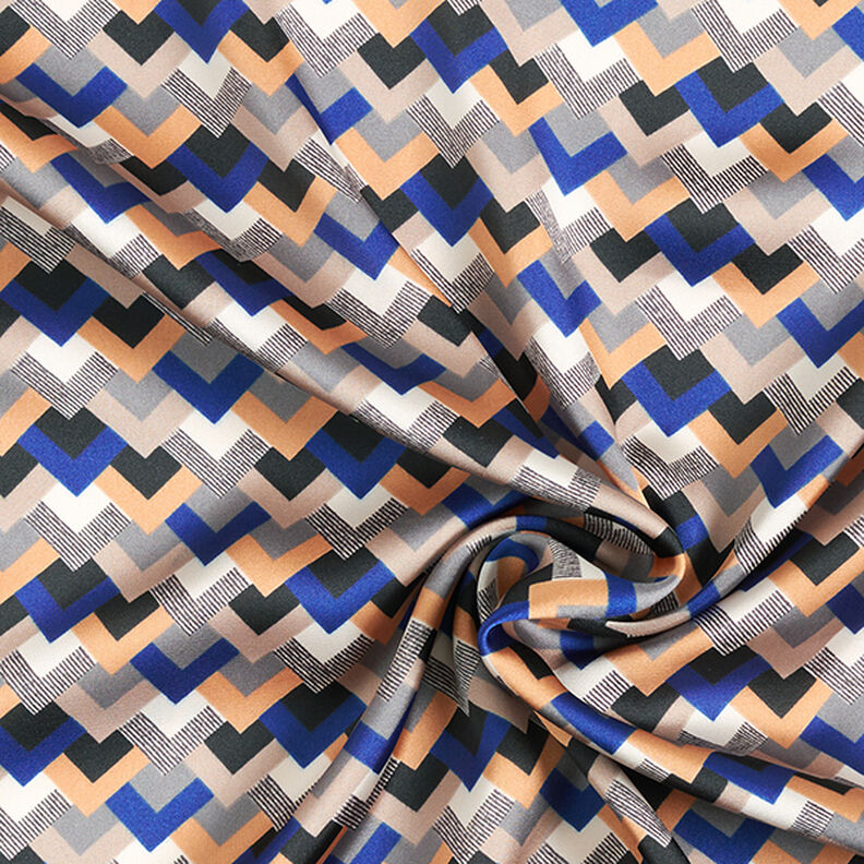lätt satin retromönster – indigo/beige, image number 3