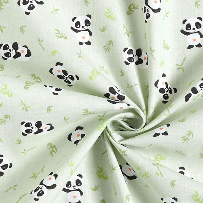 Bomullstyg Kretong gosig panda – grön,  image number 3