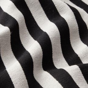 Dekorationstyg Jacquard breda ränder – elfenbensvit/svart, 