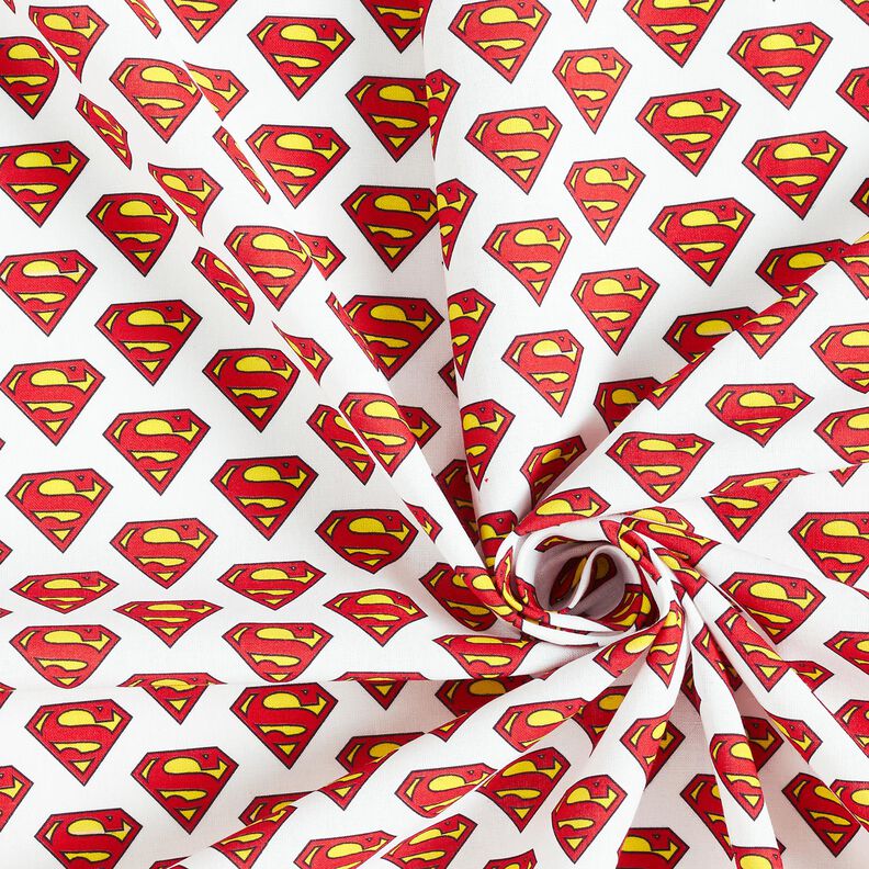 Bomullspoplin Superman-logga Licenstyg | DC Comics – vit,  image number 3