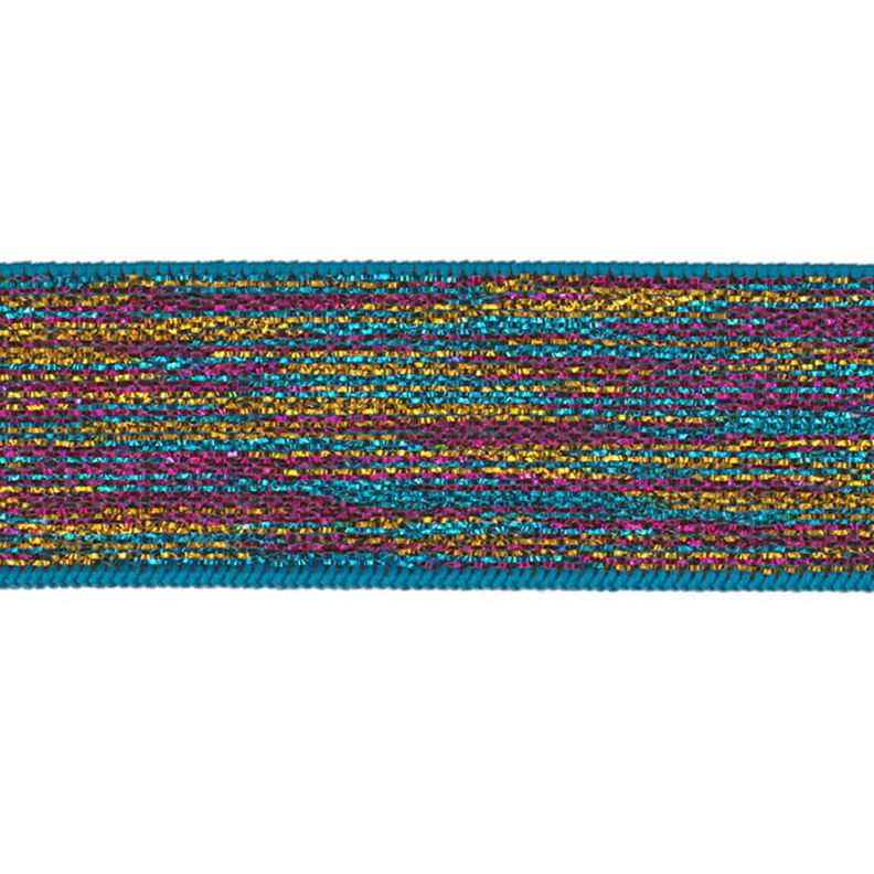 Elastiskt band [ Bredd: 25 mm ] – turkosblått/pink,  image number 1