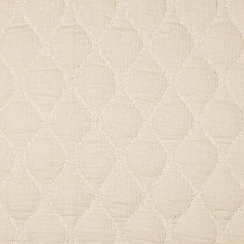 Quiltat tyg Muslin Vågor – yllevit, image number 1