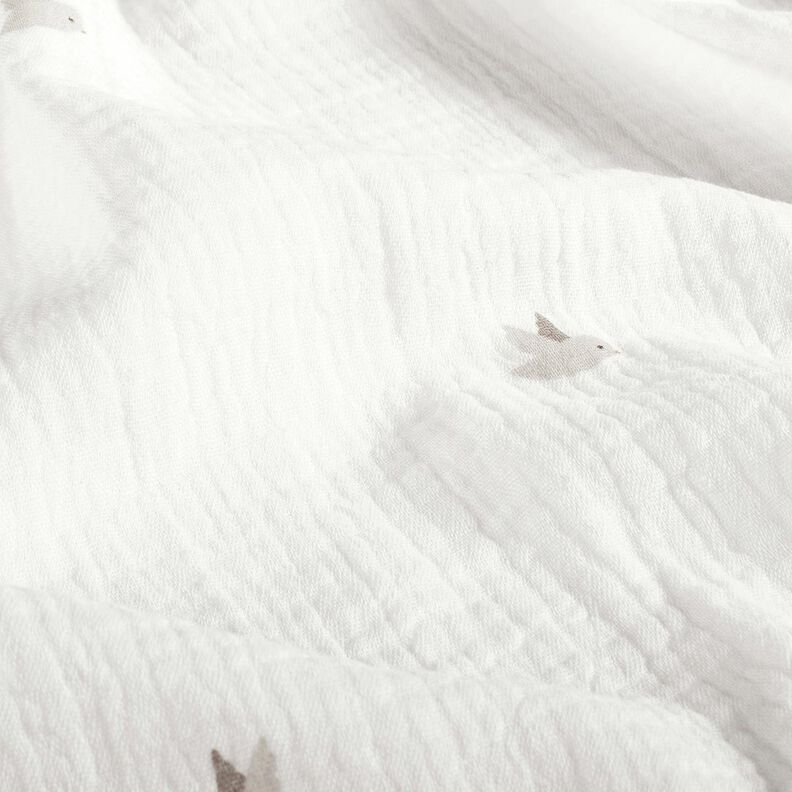 Muslin/Dubbel-krinkelväv Små fåglar – yllevit/natur,  image number 2