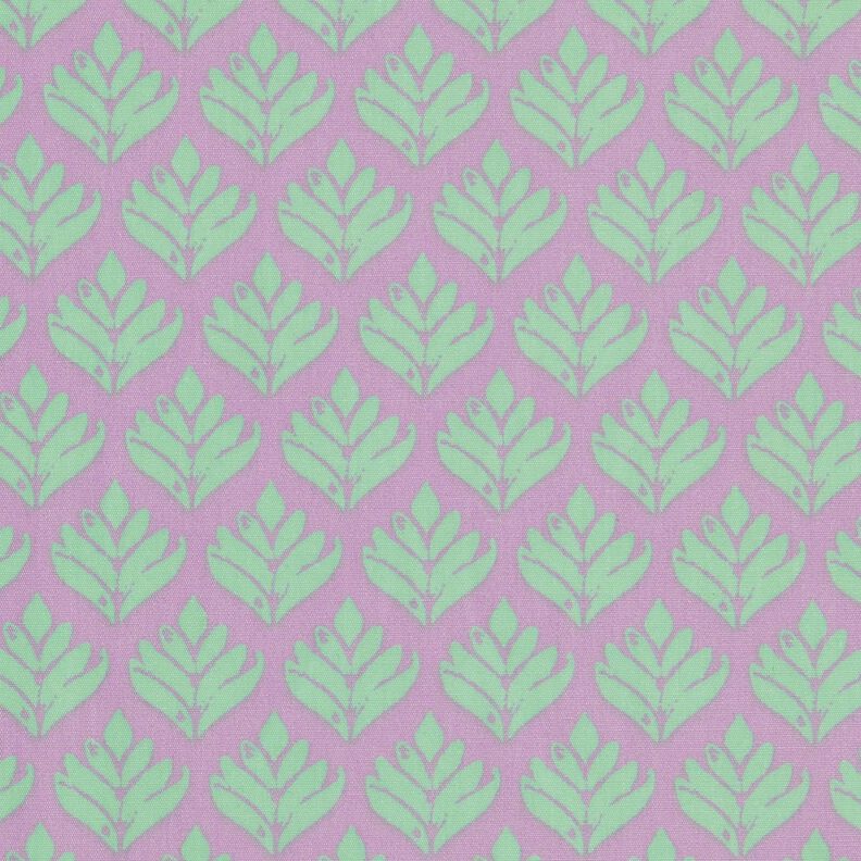 Behandlad bomull Abstrakta solfjädrar – pastellviolett/mint,  image number 1