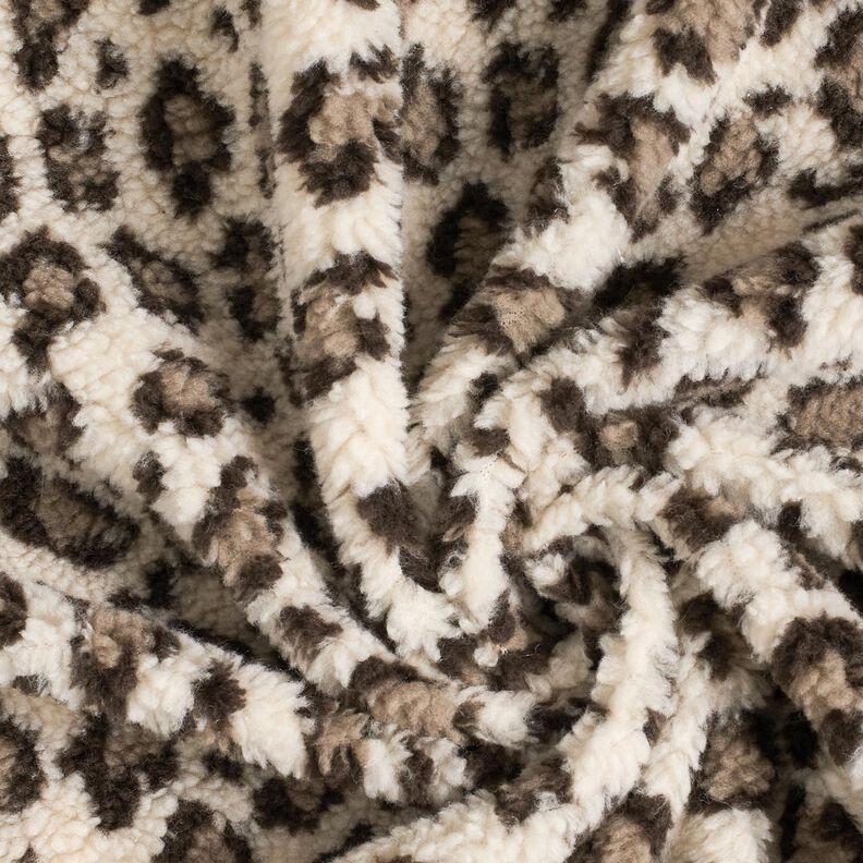 Teddyplysch leopardmönster – ljusbeige/dyn, image number 3