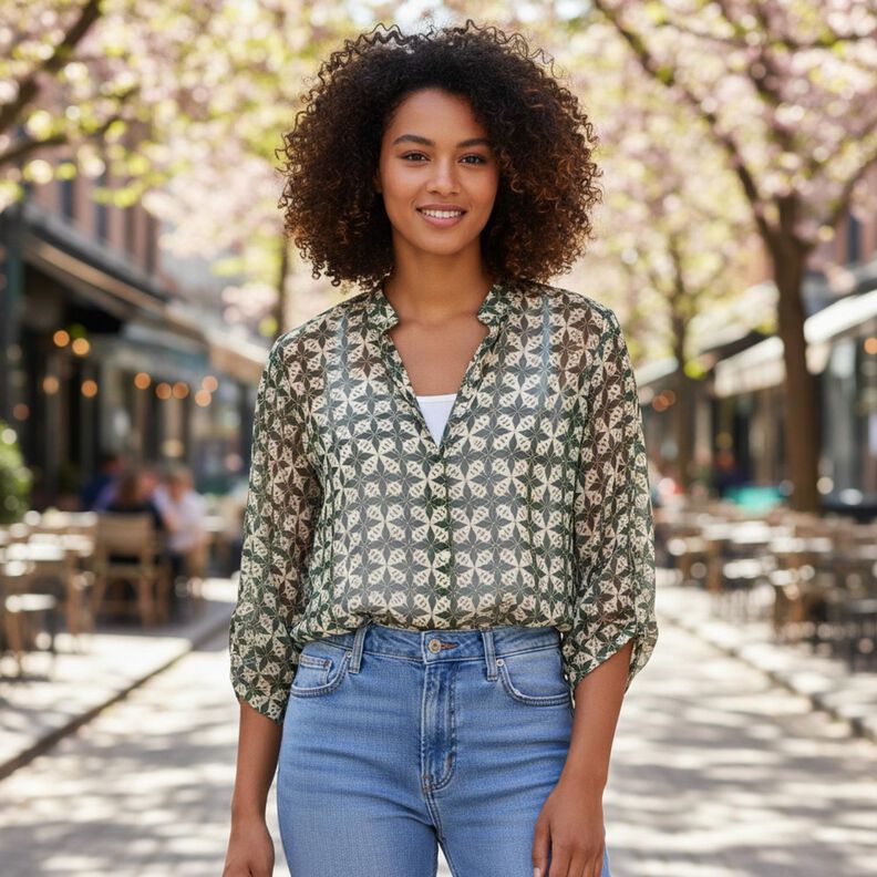 Chiffong cirklar och romber &ndash; svart/yllevit,  image number 6