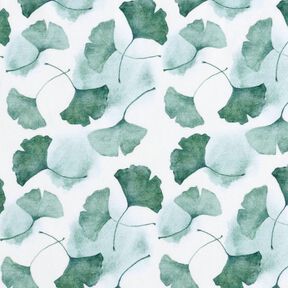 GOTS Bomullsjersey Ginko digitaltryck – vit/eukalyptus, 