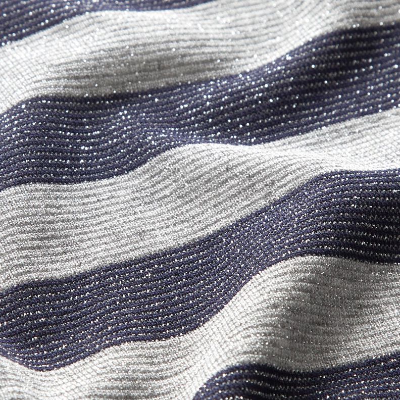 Jersey glitter horisontella ränder – ljusgrått/marinblått,  image number 3