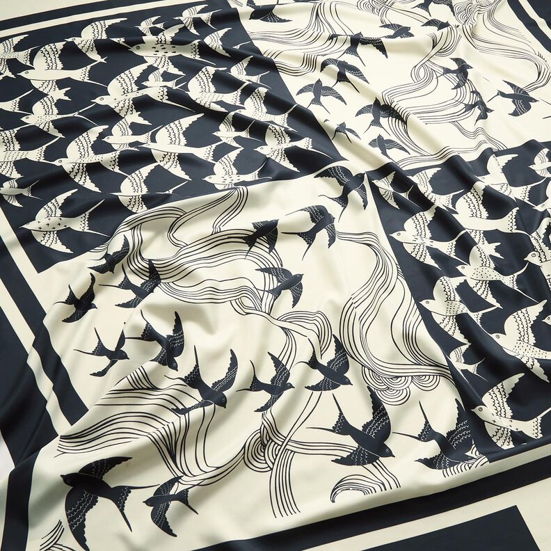 Satinpanel Svalor | Katia Fabrics – antracit/kräm, image number 2