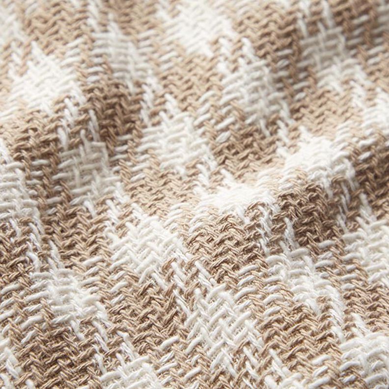 Kapptyg bomull rutig – vit/mörkbeige, image number 2