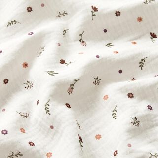 Muslin/Dubbel-krinkelväv små blommor – elfenbensvit, 