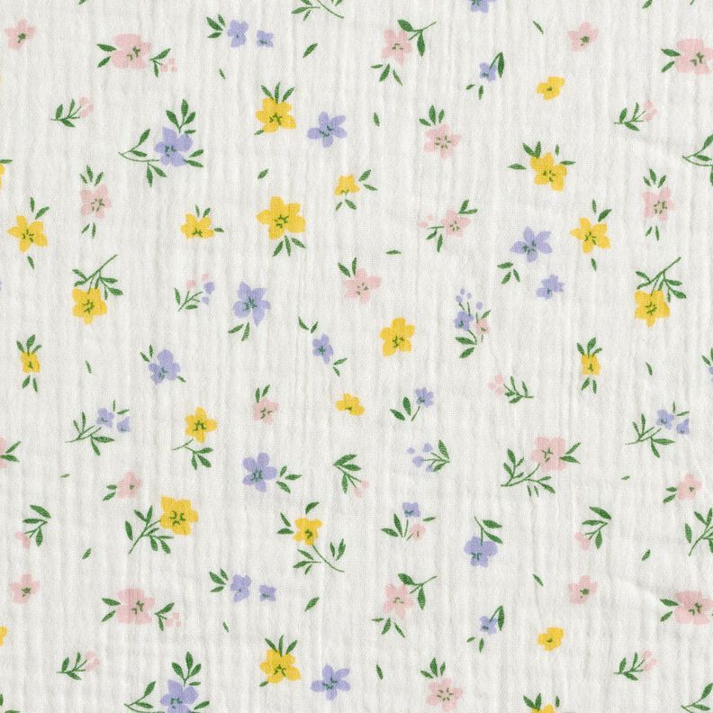 Muslin/Dubbel-krinkelväv Småblommor | Poppy Fabrics – elfenbensvit,  image number 1