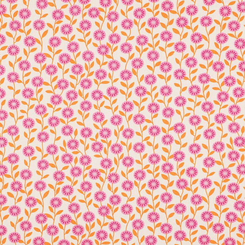 Bomullspoplin Sommarblommor | Poppy Fabrics – rosa/kräm,  image number 1