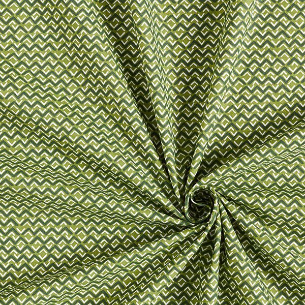 Bomullstyg Kretong Etno-sicksack – grön,  image number 3