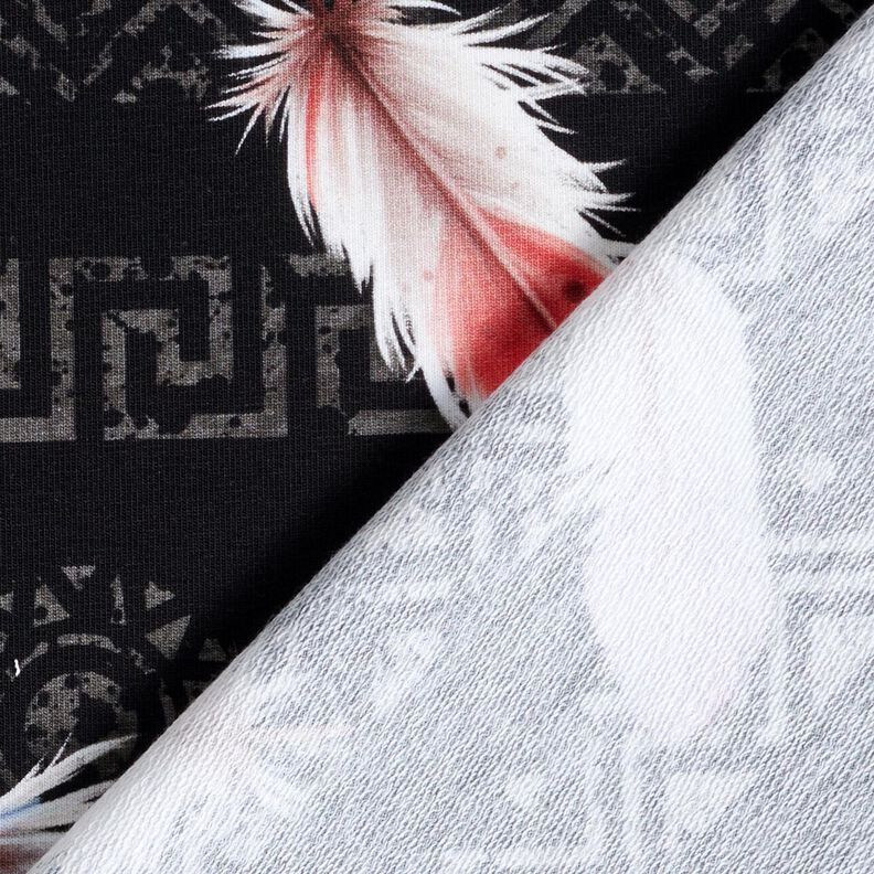 French Terry boho-fjädrar | Glitzerpüppi  – svart/hummer,  image number 4